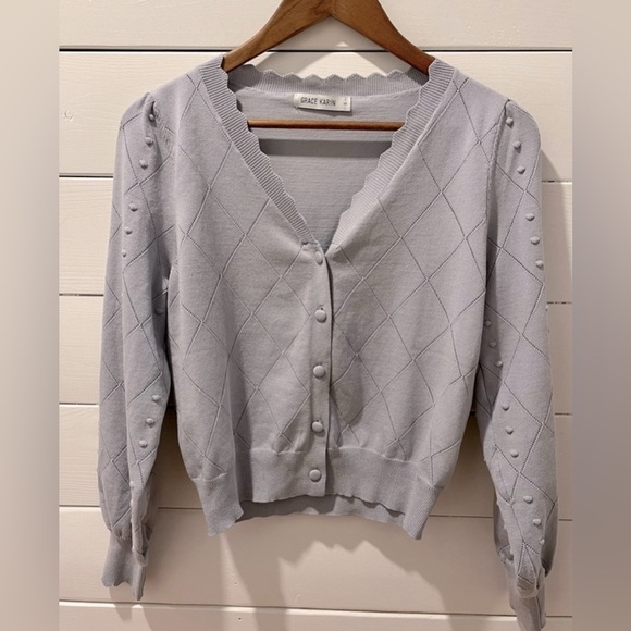 GRACE KARIN Blue cardigan size S - Picture 1 of 8